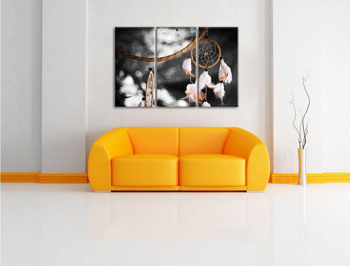 Pixxprint Traumfänger als Leinwandbild/Grösse: 3 Teilig (120x80 cm) cm/Wandbild/Kunstdruck/fertig be