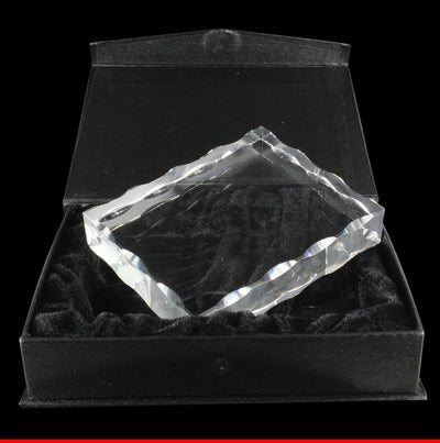 VIP-LASER 2D Gravur Glas Kristall Facettierte Scheibe im Querformat XL mit dem Foto Deines Opas Oma