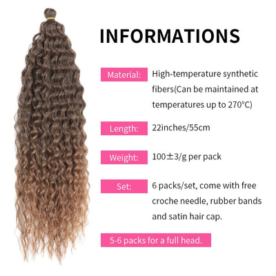 Deep Twist Crochet Hair Wasserwelle Twist Haarbündel Synthetische lockige Flechtfrisur Haarverlänger