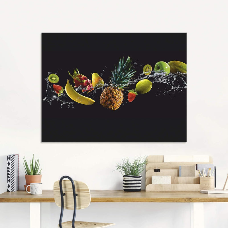 ARTland Glasbilder Wandbild Glas Bild einteilig 80x60 cm Querformat Küchenbilder Obst Früchte Kiwi E