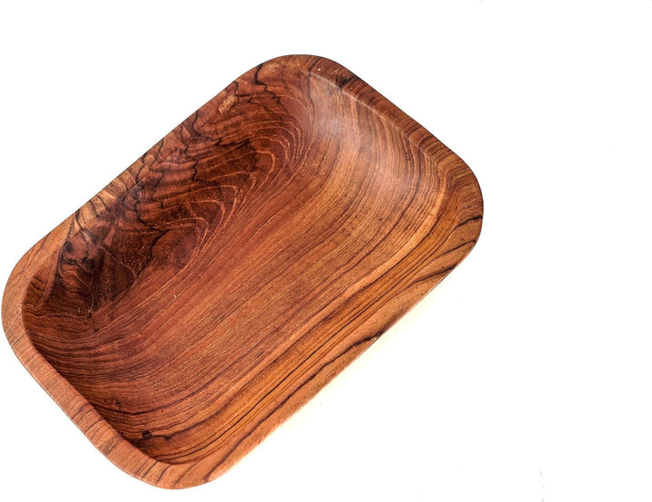 Windalf Viereckige Holzschale FILI 20 cm Obstschale Dekotablett Vorspeisenteller Brotschale Handarbe
