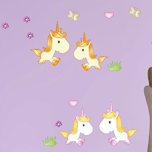 Wandkings Einhörner Wandsticker Megapack Set, 72 Aufkleber, Gesamtfläche 260 x 70 cm