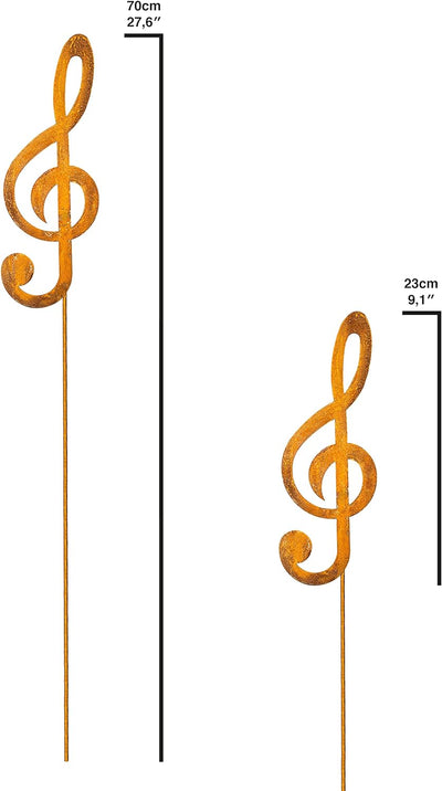 Blümelhuber 2 Kleine Notenschlüssel Gartenstecker - Rost Deko Figur für den Garten, den Balkon oder