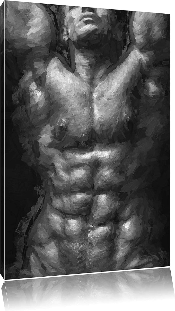 Pixxprint Sixpack Body als Leinwandbild/Grösse: 100x70 / Wandbild/Kunstdruck/fertig bespannt, 100x70