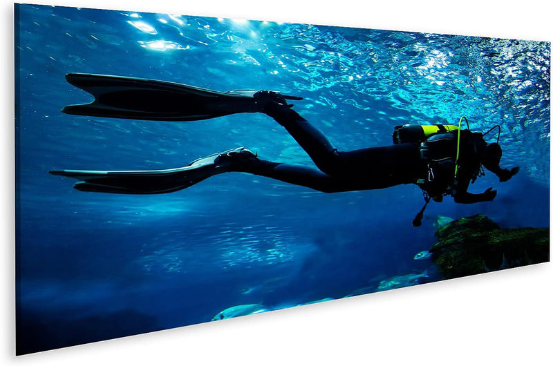 Bild auf Leinwand Tauchen Ozean Unterwasser Wandbild Poster Kunstdruck Bilder Format: 120x40cm - Pan