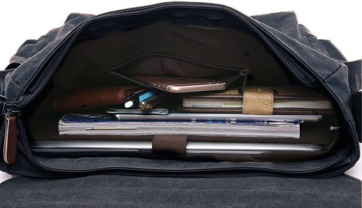 LOSMILE Herren Umhängetasche Schultertasche 16 Zoll Kuriertasche Canvas Laptop Tasche Messenger Bag