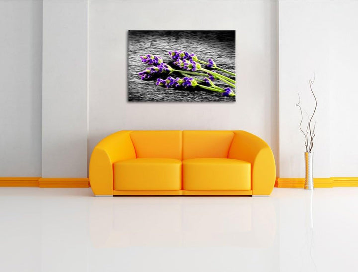 schöner Lavendel auf Stamm Format: 100x70 auf Leinwand, XXL riesige Bilder fertig gerahmt mit Keilra