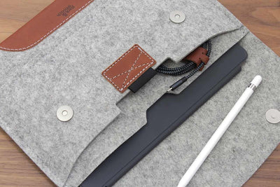 Pack & Smooch Für iPad Pro 12.9" (3.Gen.) Hülle Sleeve Case 100% Wollfilz Pflanzlich Gegerbtes Leder