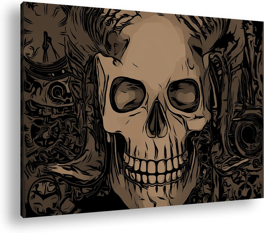 deyoli Illustration eines Demonenschädels Format: 80x60 Effekt: Sepia als Leinwandbild, Motiv fertig