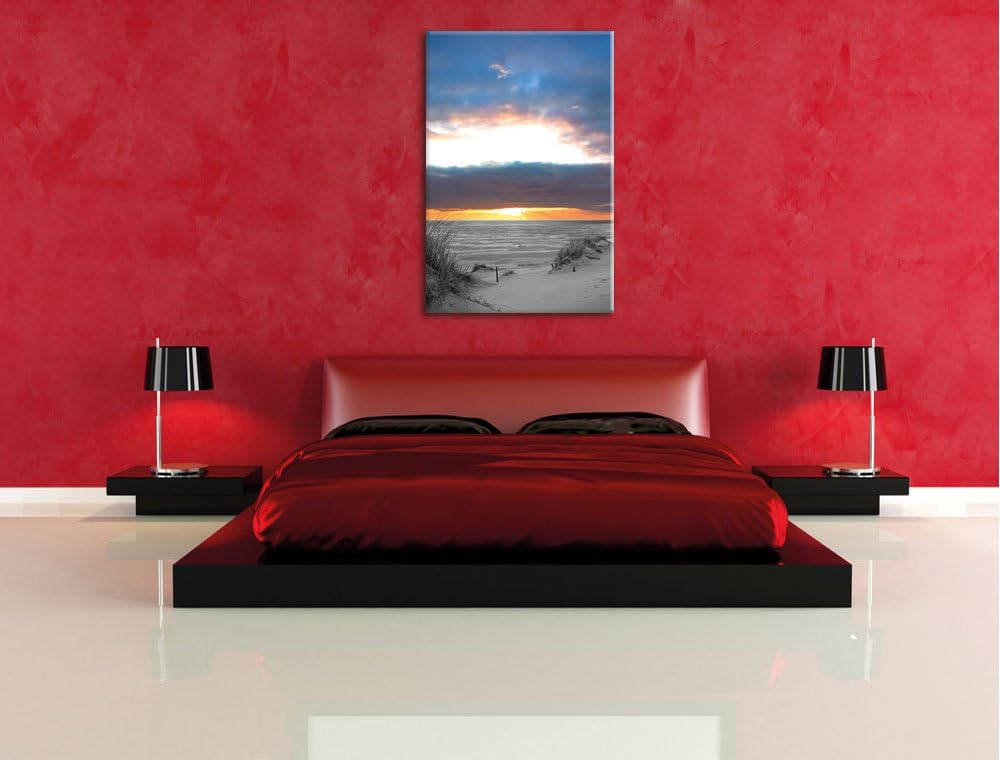 Pixxprint Nordseeküste bei Sonnenaufgang als Leinwandbild/Grösse: 100x70 cm/Wandbild/Kunstdruck/fert