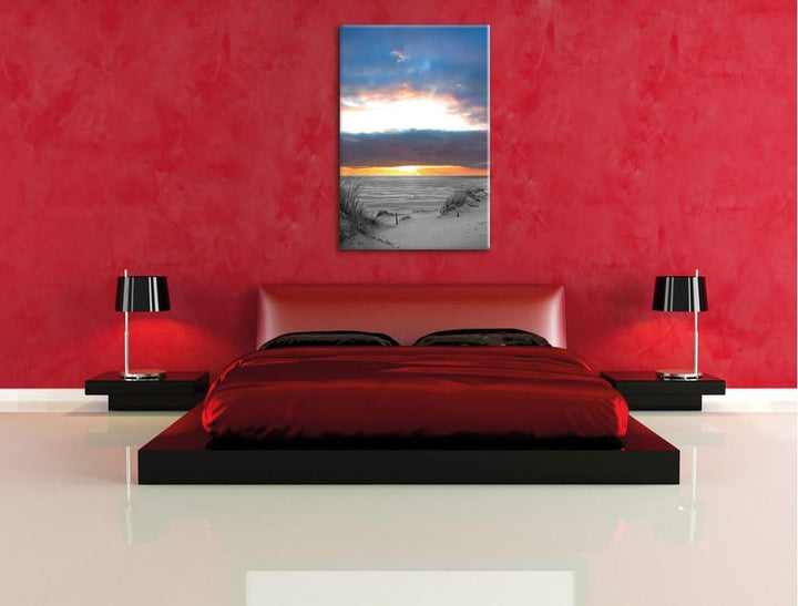 Pixxprint Nordseeküste bei Sonnenaufgang als Leinwandbild/Grösse: 100x70 cm/Wandbild/Kunstdruck/fert