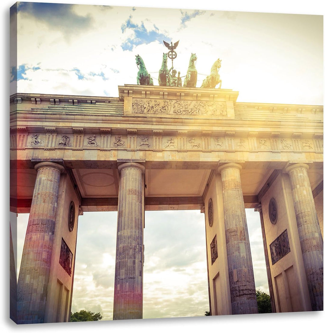 Pixxprint Schönes Brandenburger Tor in Berlin, Format: 70x70 auf Leinwand, 70x70