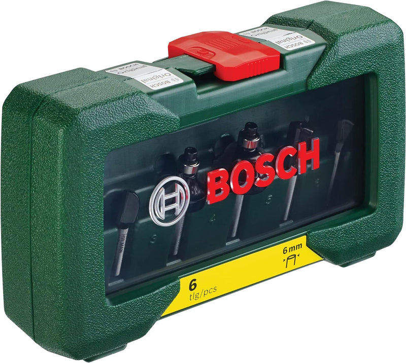 Bosch 6tlg. Hartmetall Fräser Set (für Holz, Ø-Schaft 6 mm, Zubehör Oberfräse) 6mm-Schaft 6 tlg., 6m