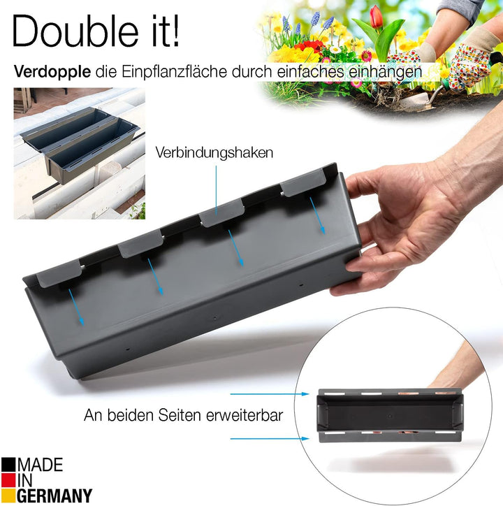 BigDean 24er Set Paletten Blumenkästen - Einsatz - mit Hängesystem zum Einhängen - 37cm anthrazit -