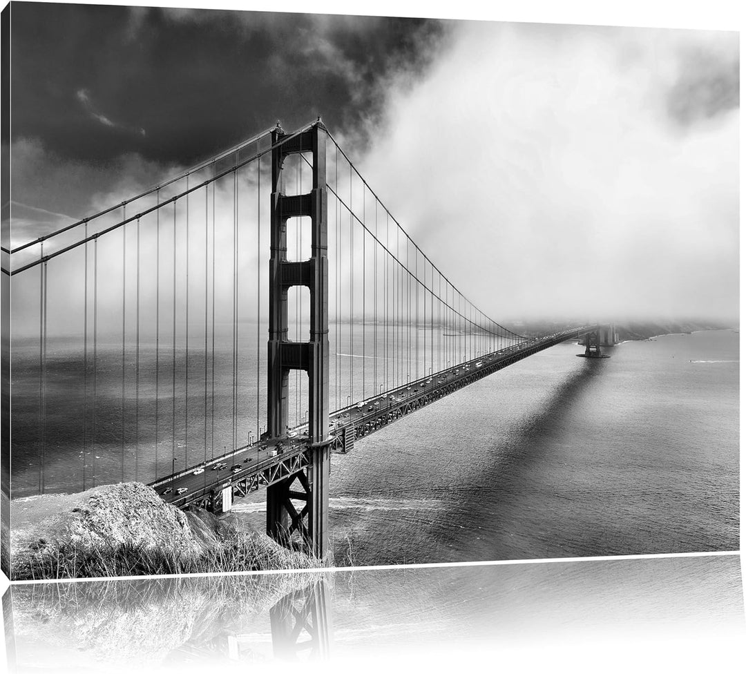 Pixxprint Golden Gate Bridge San Francisco / 100x70cm Leinwandbild bespannt auf Holzrahmen/Wandbild