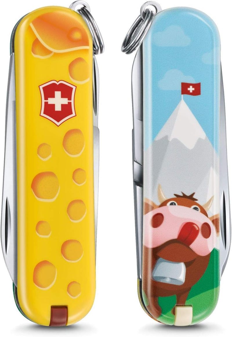 Victorinox Taschenmesser Classic, Swiss Made, 7 Funktionen, Klein, Schlüsselanhänger, Alps Cheese Li