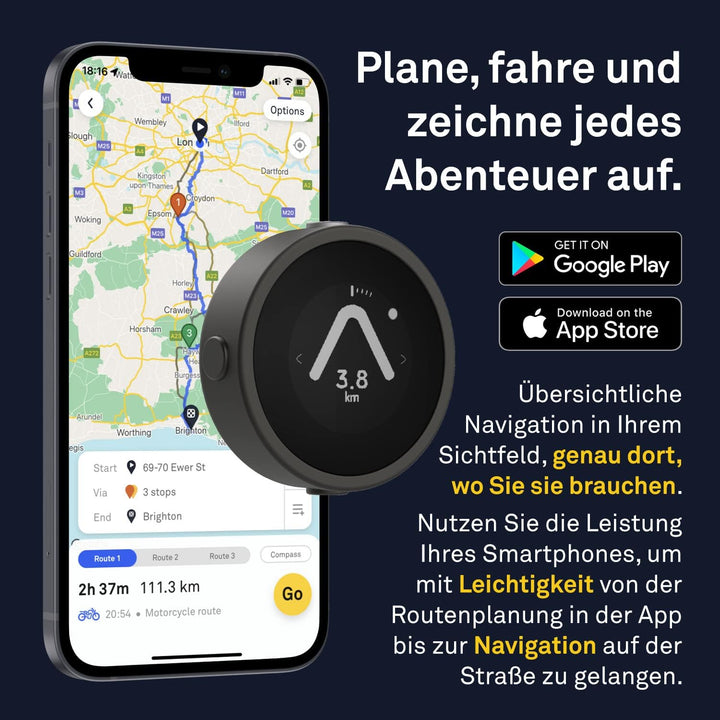 BEELINE Motorrad Navi GPS Computer - Schwarz, Weltweite Routenplanung, Wetterfest & 30 h Akkulaufzei