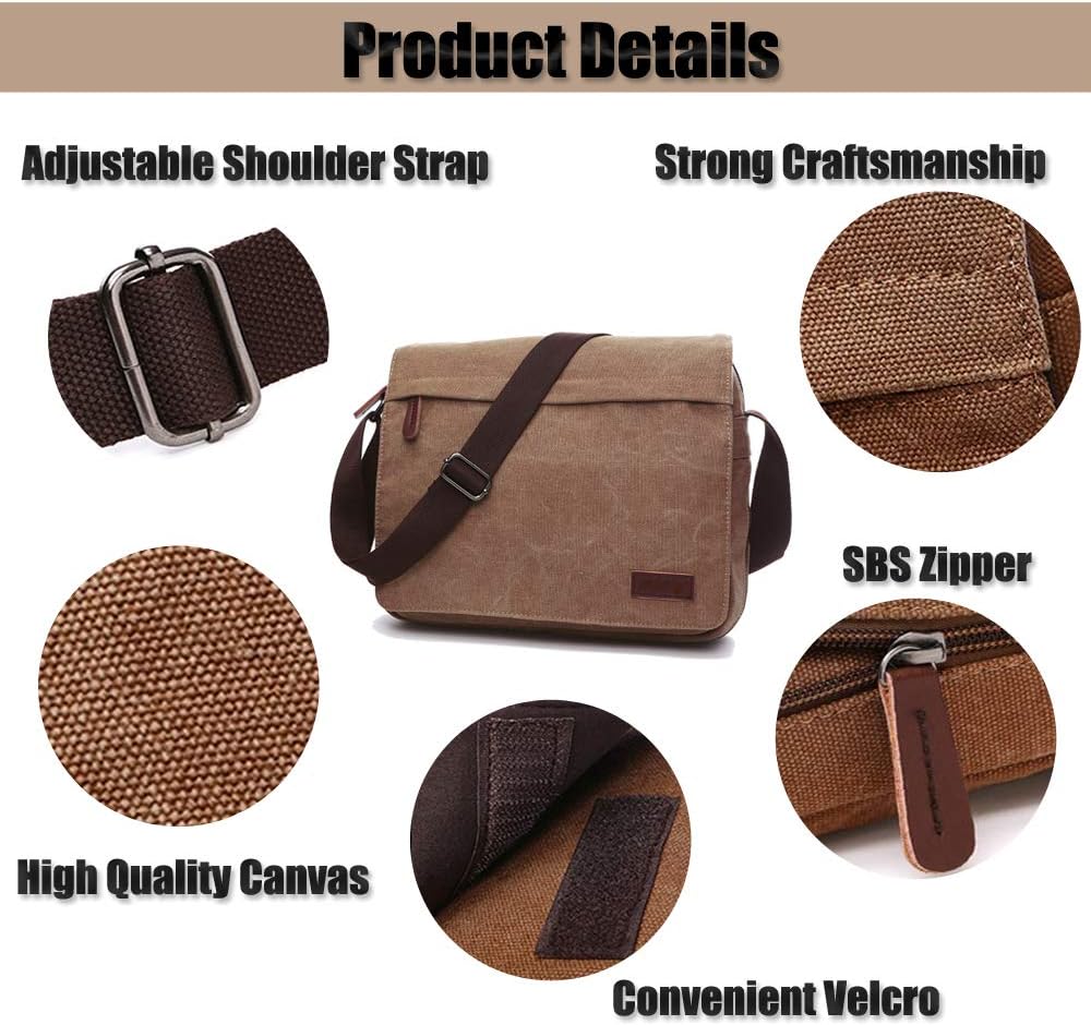 LOSMILE Herren Umhängetaschen, Leinwand Schultertaschen, Laptoptasche,Schulranzen, für Schule und Ar