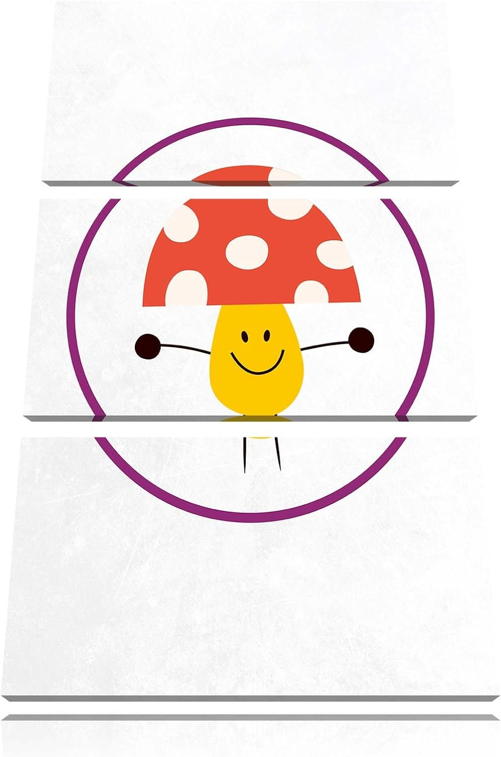 Pixxprint Süsser Pilz weiss 3-Teiler Leinwandbild 120x80 Bild auf Leinwand