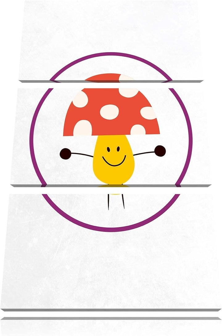 Pixxprint Süsser Pilz weiss 3-Teiler Leinwandbild 120x80 Bild auf Leinwand