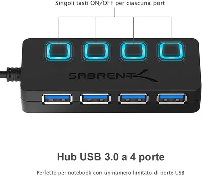 CHERRY ST-2100 Chipkartenleser & Sabrent USB HUB - 4-Port -USB 3.0 Hub mit einzelnen Power Schalter