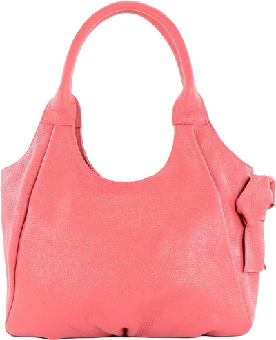 modamoda de - IT28 - ital Damen Schultertasche aus Leder Bubble Gum/Leder, Bubble Gum/Leder