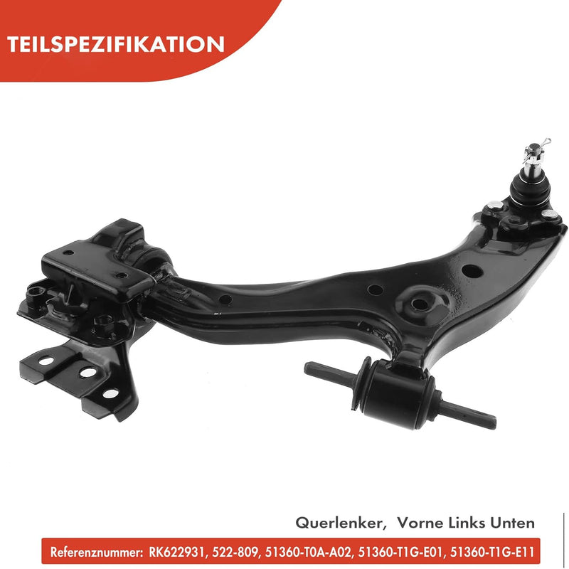 Frankberg Querlenker Vorne Links Unten Kompatibel mit CR-V IV RM 1.6L 2.0L 2.2L 2012-2022 Replace