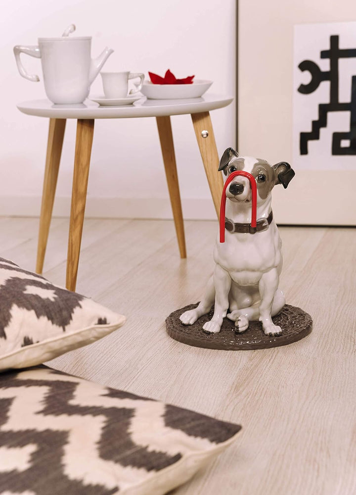 LLADRÓ Hunde Figur Jack Russell Mit Lakritz. Jack Russell Dog. Porzellan.