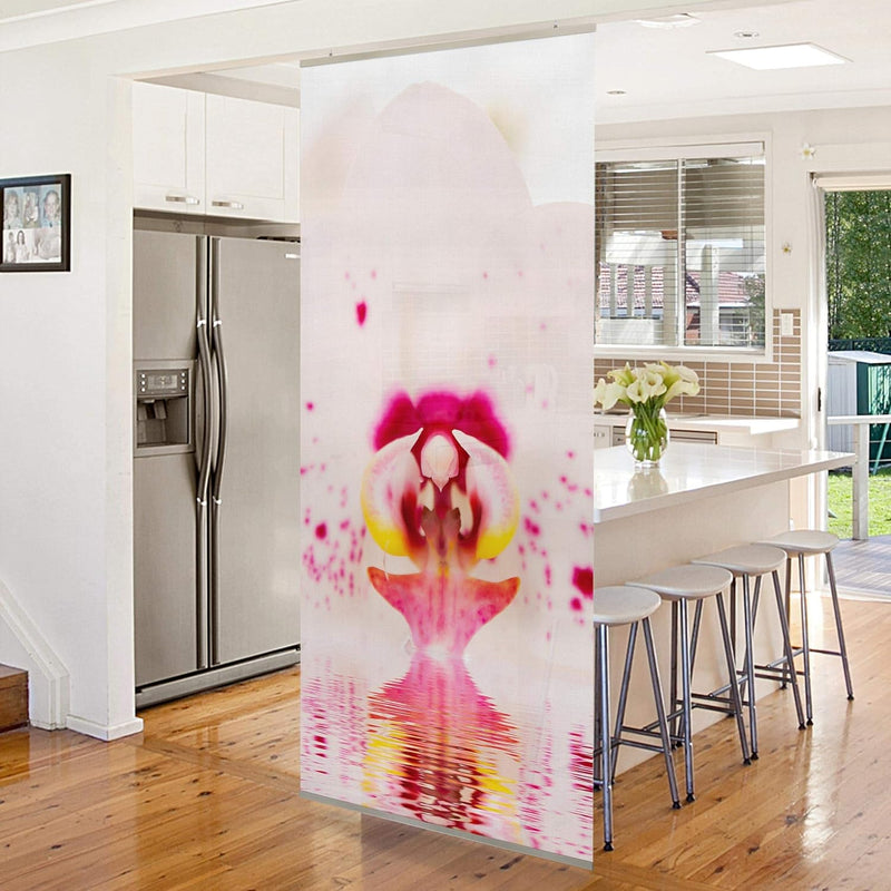 Bilderwelten Raumteiler Gepunktete Orchidee auf Wasser 250x120cm mit transparenter Halterung inkl. t