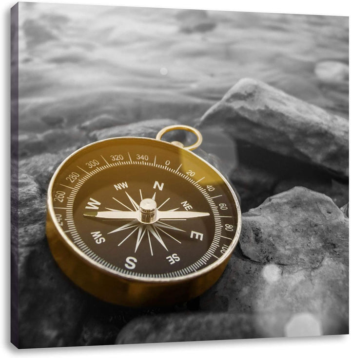 Pixxprint schöner Kompass Reiselust als Leinwandbild/Grösse: 70x70 cm/Wandbild/Kunstdruck/fertig bes