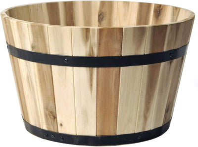 colourliving Pflanzkübel Holz rund 40 cm Holzfass Blumenkübel Blumentopf Natur Akazienholz Pflanztop