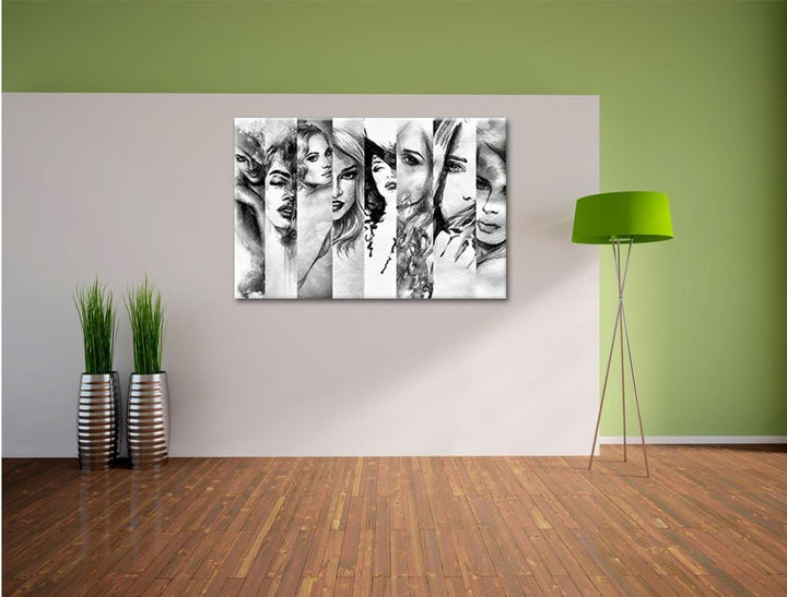Monocrome, Haar Frisuren, Format: 100x70 auf Leinwand, XXL riesige Bilder fertig gerahmt mit Keilrah