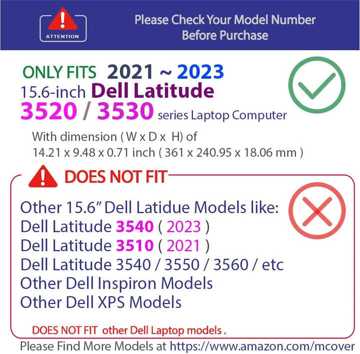 mCover Hartschalen-Schutzhülle, nur kompatibel mit 2021/2022 15,6 Zoll Dell Latitude 3520 Serie (nic