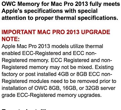 OWC - 64GB Memory Upgrade Kit - 4 x 16GB PC14900 DDR3 ECC-R 1866MHz DIMMs für Mac Pro Late 2013 Mode