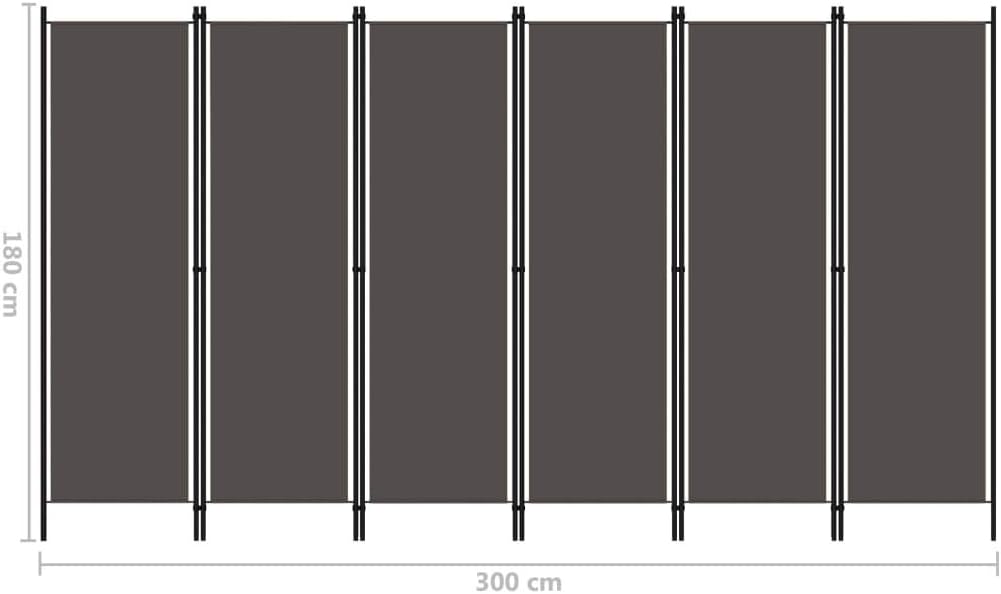 Tidyard 6tlg Raumteiler Trennwand Paravent Wand Anthrazit 300x180 cm