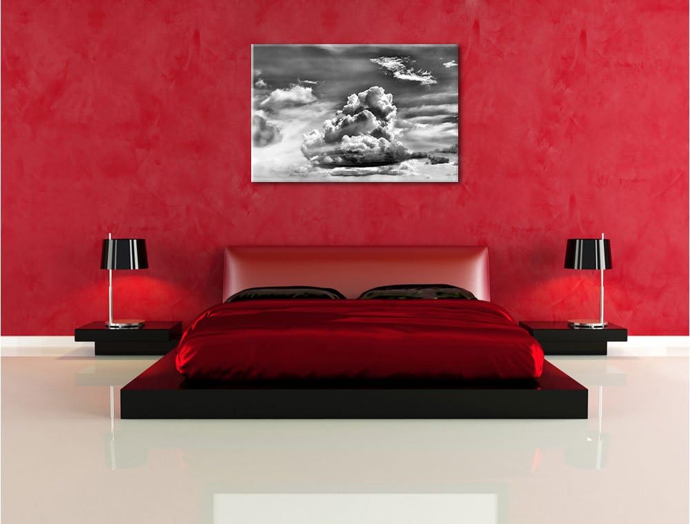 Pixxprint Monocrome, Wolkiger Himmel bedeckt Sonne, Format: 100x70 auf Leinwand, 100x70