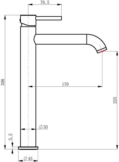 Grünblatt Waschtischarmatur Hoch 511056 (Glatter Körper)