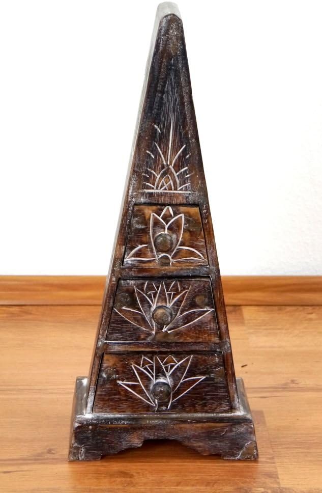 livasia Pyramiden Kommode, Schubladenkommode, Schubladenschränkchen, Schmuckschränkchen (Dunkelbraun
