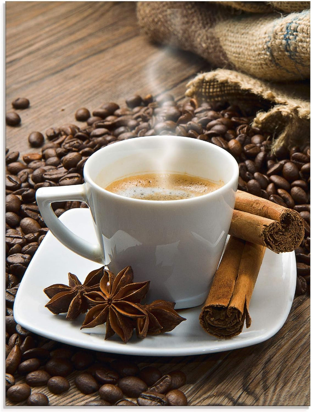 ARTland Glasbilder Wandbild Glas Bild einteilig 45x60 cm Hochformat Kaffee Coffee Cafe Kaffeetasse K