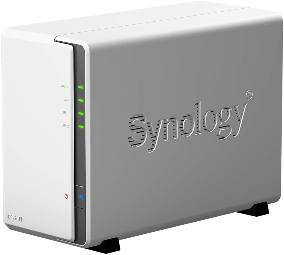 Synology DS220j 2TB 2 Bay Desktop NAS Solution, Installed with 2 x 1TB Western Digital Red Drives We