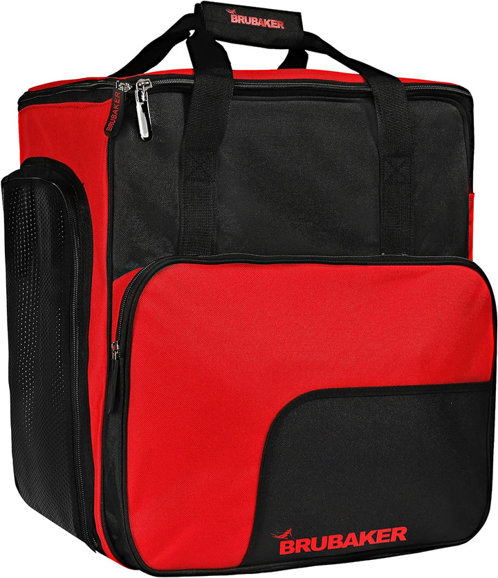 BRUBAKER Skischuhtasche Helmtasche 'Super Function' Comfort Stiefeltasche mit Rucksackfunktion Rot/G