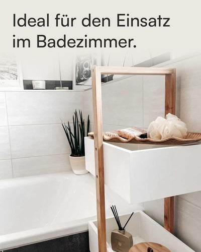 shelfmade Korbregal Bad - Badezimmer Regal weiss - Badregal stehend Regal Küche - Standregal, Holzre