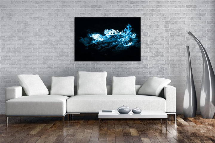 deyoli Dark heisses Lagerfeuer bei Nacht Format 100x70 Effekt: Monocrome Blau als Leinwandbild, Moti