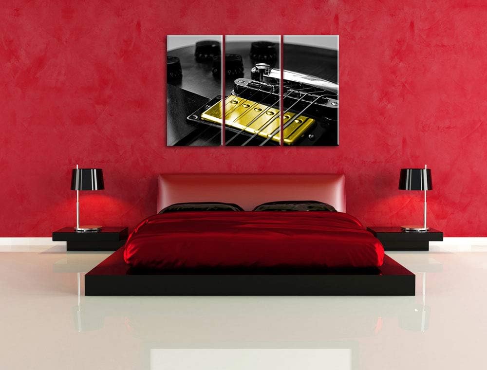 E-Gitarre mit Tonreglern schwarz/weiss 3-Teiler Leinwandbild 120x80 Bild auf Leinwand, XXL riesige B