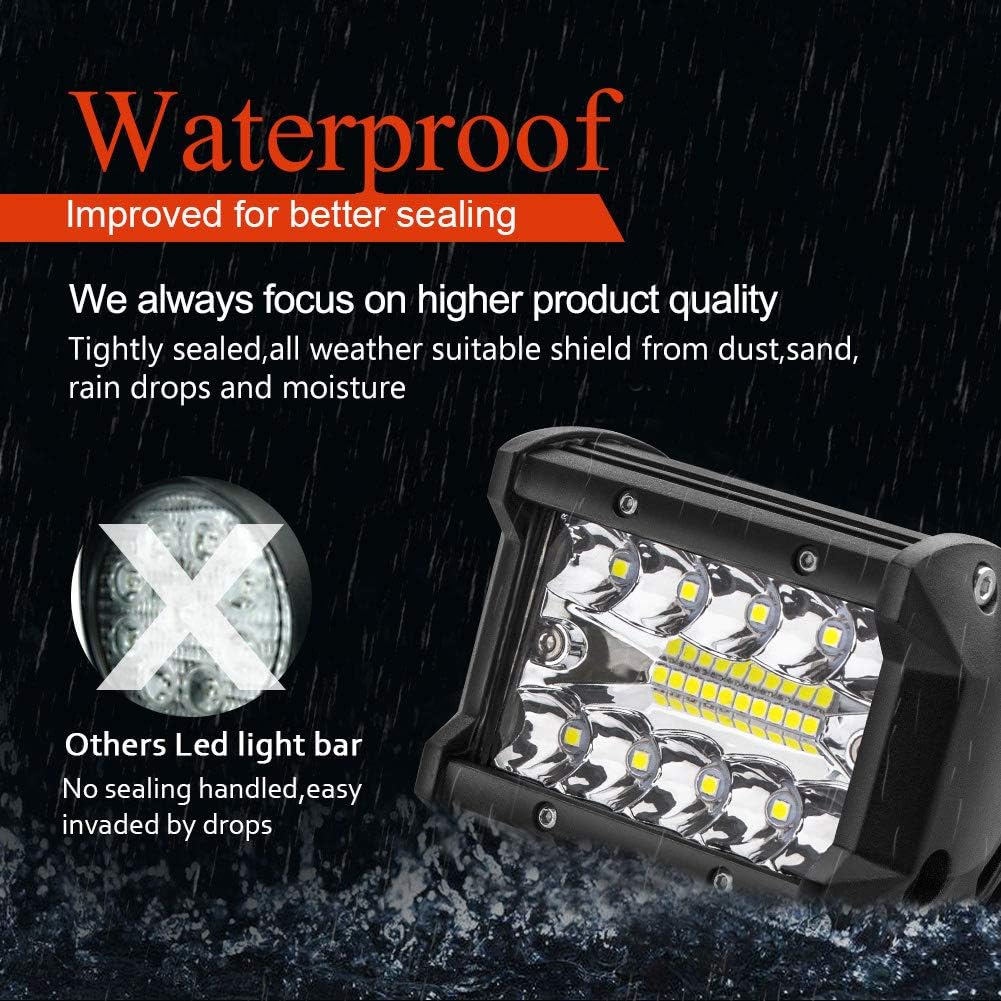 Safego 4" 60W LED Arbeitsscheinwerfer Zusatzscheinwerfer 4800LM LED Auto Scheinwerfer Arbeitslicht O