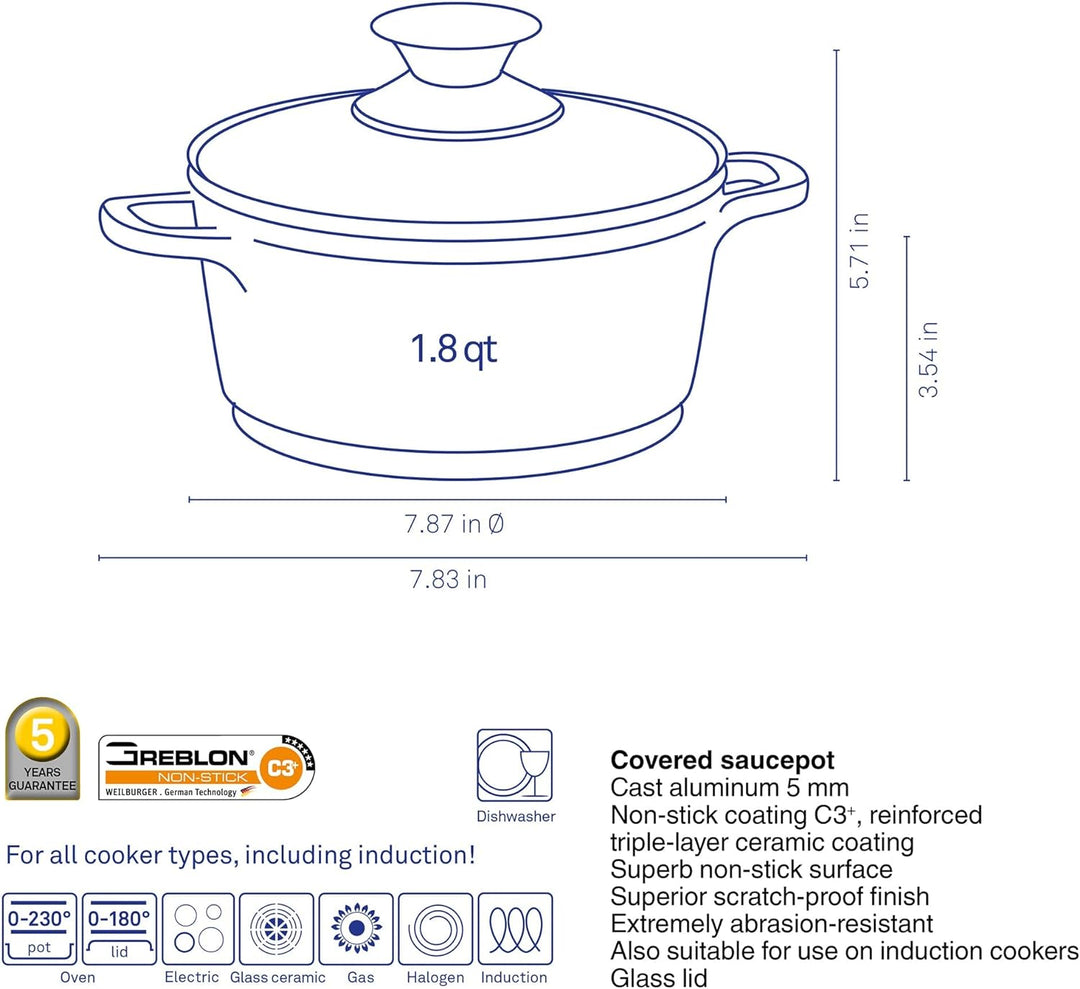 kela Fleischtopf Kerros 20cm aus Aluguss, Aluminiumguss, Schwarz, 20 cm