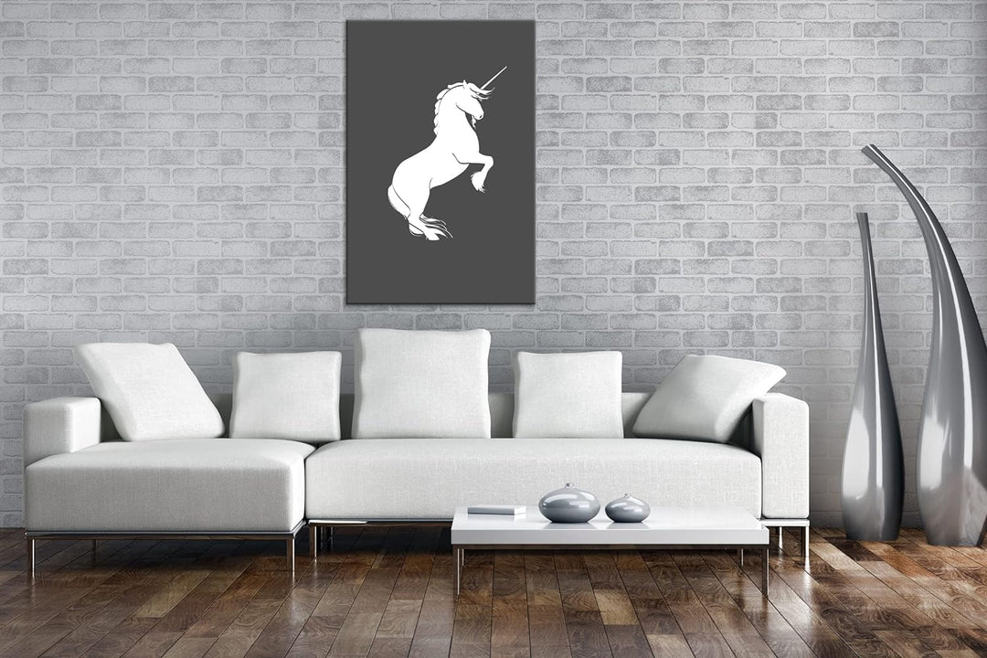 deyoli Einhorn Logo Format: 80x60 als Leinwandbild, Motiv fertig gerahmt auf Echtholzrahmen, Hochwer