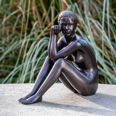 IDYL Bronze-Skulptur Nackte Frau | 29x11x30 cm | Klassische Bronze-Figur handgefertigt | Gartenskulp