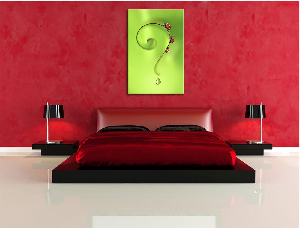 Pixxprint Marienkäfer Fragezeichen als Leinwandbild/Grösse: 100x70 cm/Wandbild/Kunstdruck/fertig bes