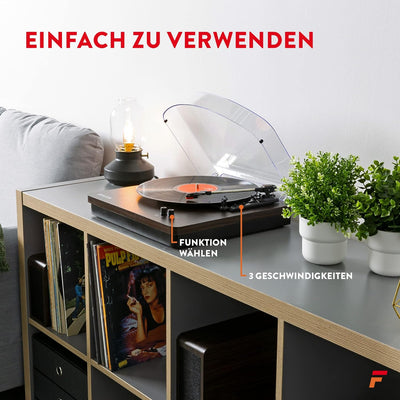 Fenton RP168DW Bluetooth Plattenspieler mit Lautsprechern Stereo 60 Watt - Neu Edition 2022 - Endabs